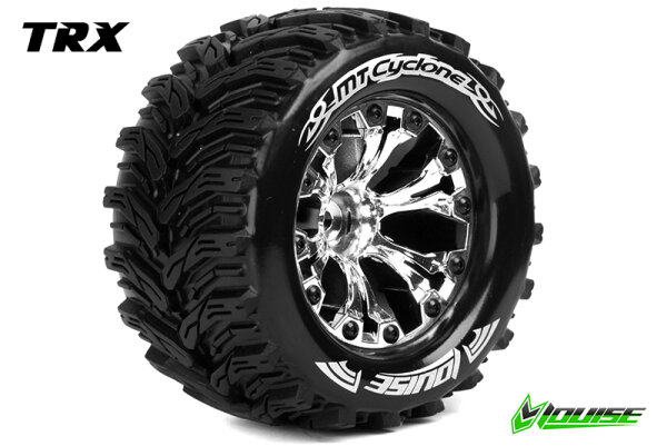 Team Louise L-T3226SC Mt-Cyclone 1-10 Monster Truck Tyres Ready Glued Soft 2.8" Rims Chrome 0-Offset 2.8" Rims Chrome 0-Offset Ep Stampede 2Wd Rear Ep Rustler 2Wd Rear Ep Mon (2 pcs.)