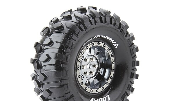 Team Louise L-T3233VBC Cr-Rowdy 1-10 Crawler Tyres Ready Glued Super Soft 1.9" Rims Black Chrome Hex 12Mm (2 pcs.)