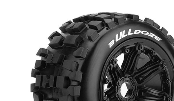 Team Louise L-T3244B B-Ulldoze 1-5 Buggy Tyres Ready Glued Sport Rims Black 24Mm Hex Rear (2 pcs.)