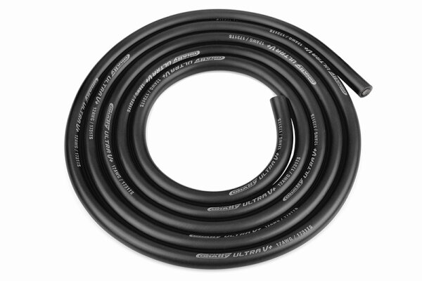 Team Corally C-50111 Ultra V+ Silicone Cable Extreme High Flex Black 12Awg 1731 / 0.05 Strands Ad 4.5Mm 1M