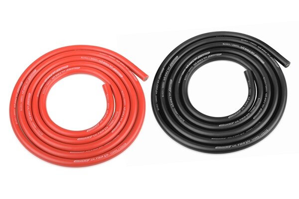 Team Corally C-50112 Ultra V+ Silicone Cable Extremely High Flex Black And Red 12Awg 1731 / 0.05 Strands Ad 4.5Mm 2X 1M