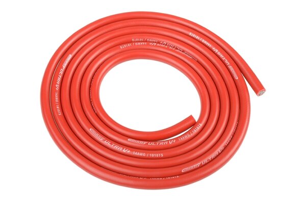 Team Corally C-50120 Ultra V+ szilikon kábel rendkívül rugalmas piros 14Awg 1018 / 0.05 szálak Ad 3.5Mm 1M