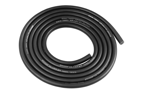 Team Corally C-50121 Ultra V+ Silicone Cable Extreme High Flex Black 14Awg 1018 / 0.05 Strands Ad 3.5Mm 1M