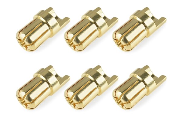Team Corally C-50155 Bullit Connector 6.5Mm Plug With Slot Gold Plated Ultra Low Resistance Straight Cable 6pcs