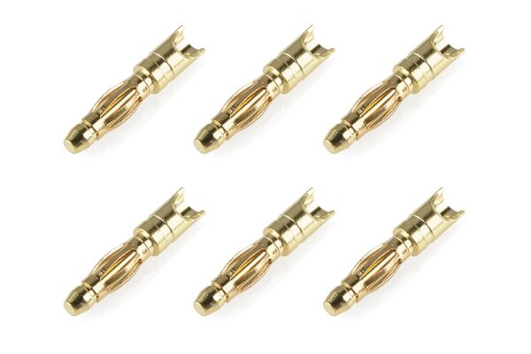 Team Corally C-50170 Bullit Connector 2.0Mm Male With Spring Gold Plated Straight Cable 6pcs