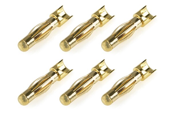 Team Corally C-50172 Bullit Connector 4.0Mm Plug With Spring Gold Plated Straight Cable 6pcs