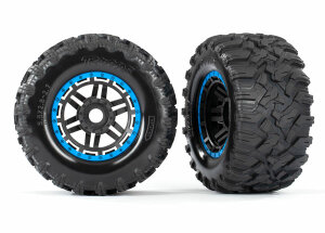 Traxxas TRX8972A Tyre on rim mounted rim black/blue Maxx...
