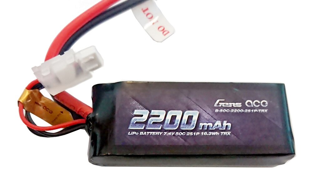 Gens Ace B-50C-2200-2S1P-TRX 2200mAh 7.4V (2S) 50C 2S1P Lipo battery suitable for Traxxas