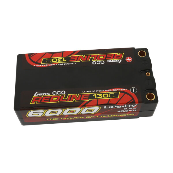 Gens Ace B-RL-130C-6000-2S2P-HC-65-HV-S 6000mAh 7.6V 2S LiHV battery 130C 5.0mm bullet