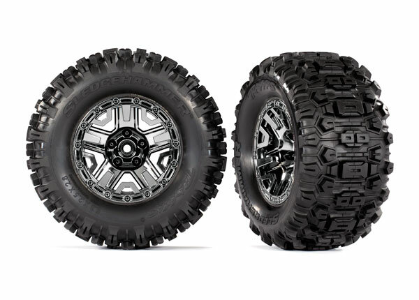Traxxas TRX9072 Tyres on rims black-chrome 2.8 Sledgehammer+inserts ( 2 pcs.)