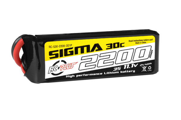 RC Plus RC-G30-2200-3S1P RC Plus - Li-Po Batterypack - Sigma 30C - 2200 mAh - 3S1P - 11.1V - XT-60