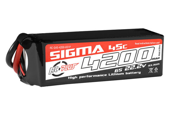 RC Plus RC-G45-4200-6S1P Li-Po Batterypack - Sigma 45C - 4200 mAh - 6S1P - 22.2V - XT-60