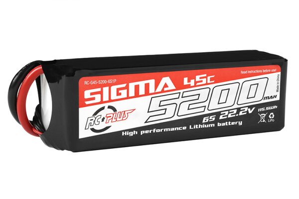 RC Plus RC-G45-5200-6S1P - Li-Po batterij - Sigma 45C - 5200 mAh - 6S1P - 22,2V - XT-60