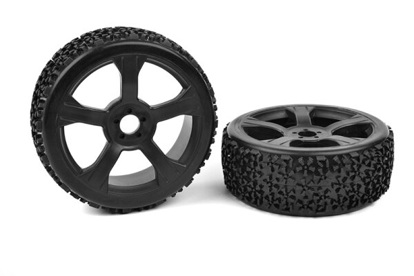 Team Corally C-00180-376 Team Corally - Off-Road 1/8 Buggy Tires - Ninja - Low Profile - Glued on Black Rims - 1 pair