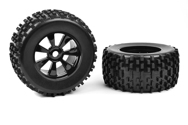 Team Corally C-00180-378 Team Corally - Off-Road 1/8 Monster Truck Tires - Gripper - Glued on Black Rims - 1 pair