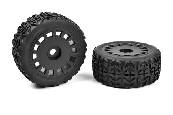 Team Corally C-00180-613 Off-Road 1/8 Truggy Tires - Tracer - Glued on Black Rims - 1 pair
