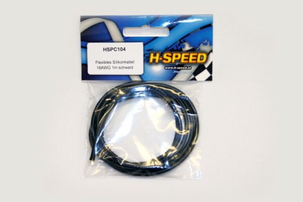 HSPEED HSPC104 flexibles Silikonkabel 16AWG 1m schwarz