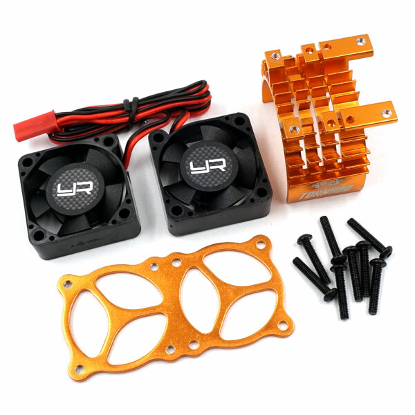 Dissipatore Calore Yeah Racing YA-0643OR Per Motore 540/550 Con Doppia Ventola Tornado HS Arancione