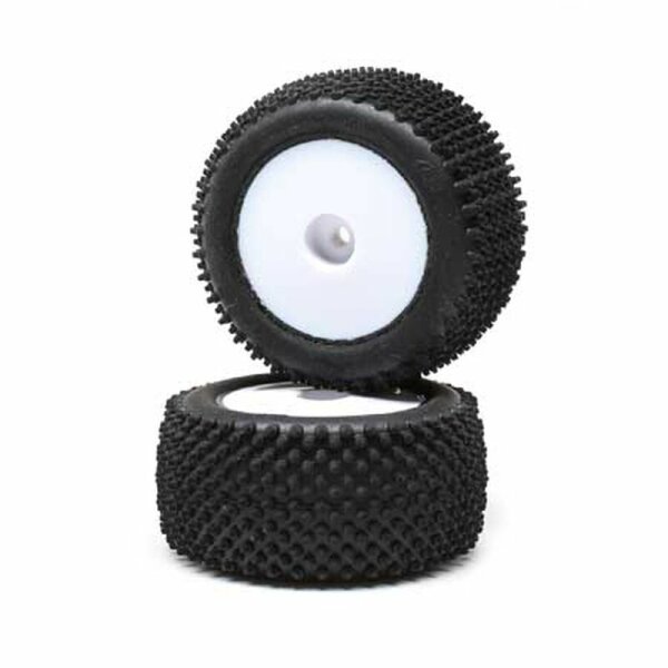 Losi LOS41013 Pin tyre, rear, mounted, white (2): Mini-T 2.0