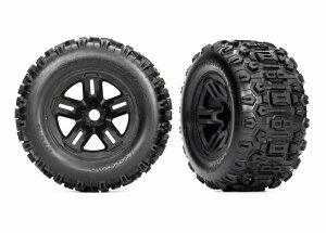 Traxxas TRX9672 Tyres mounted on rim 3.8 rim black...