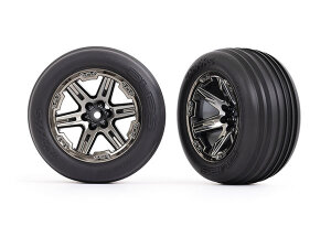 Traxxas TRX3771R Tyre on rim 2.8 RXT black-chrome rim...