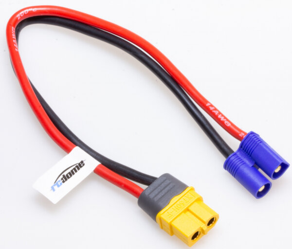 RC dome charging cable XT60 female to EC3 male 20cm 14AWG.
