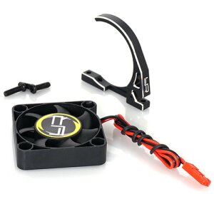 Yeah-Racing YA-0526BK Aluminium 7075 Lüfterhalterung mit YA-0327 40mm Lüfter für 540er Motor Schwarz