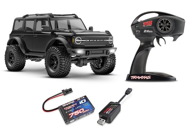 Traxxas 97074-1 TRX-4M Ford Bronco 2021 1/18 4WD RTR Crawler 2,4GHz mit Akku, Ladegerät und Beleuchtung Schwarz
