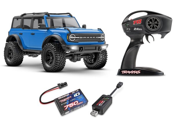 Traxxas 97074-1 TRX-4M Ford Bronco 2021 1/18 4WD RTR Crawler 2.4GHz with Battery, Charger and Lights Blue