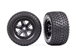 Traxxas TRX7877 XRT tyre on rim black rims with Gravix...