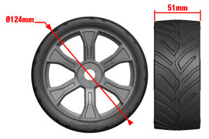 Team Corally C-00180-909 Sprint RXA - ASUGA XLR Street Tires - Low Profile - Glued on Black Rims - 1 pair