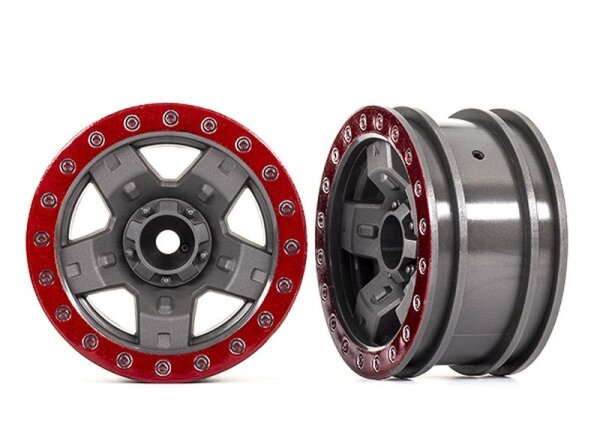 2 Pneumatici TRAXXAS Canyon Trail 5.3x2.2 Su Cerchi TRX-4 &ndash; Grigio/Rosso &ndash; TRX8181-RED