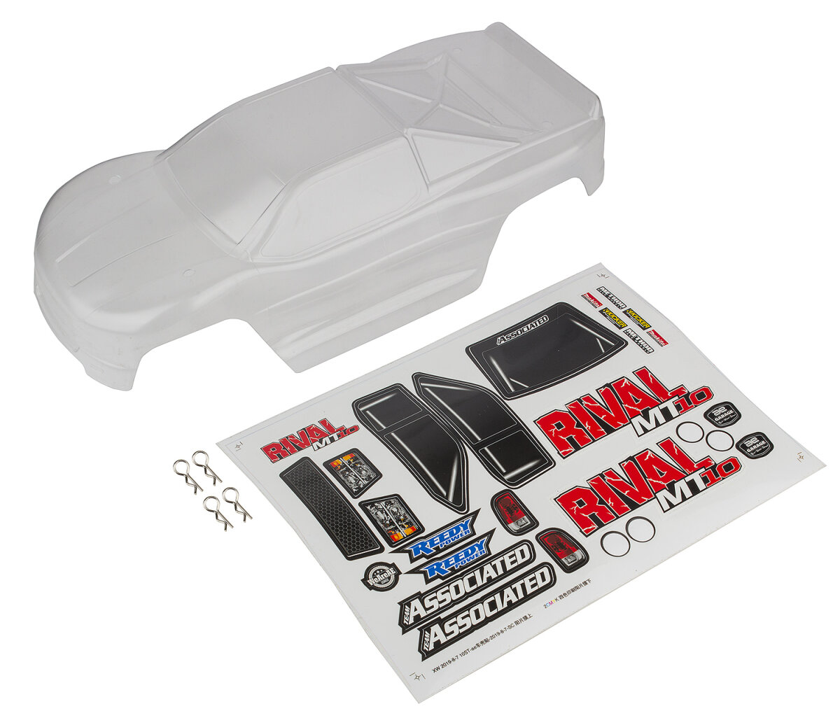 Team Associated 25838 Rival MT10 body, clear