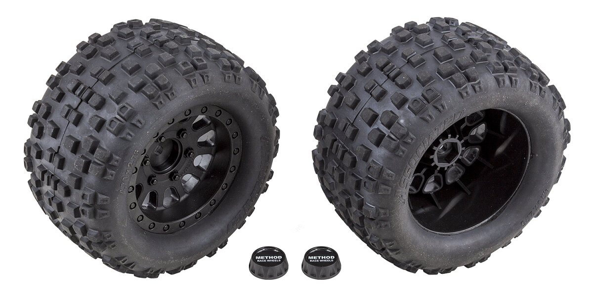 Team Associated 25841 Rival MT10 tires and Method rims, mounted, hex, black