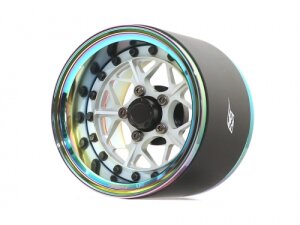 Boom Racing BRPB024NEORS-EW ProBuild 1.9" Extra Wide LGB Adjustable Offset Aluminium Beadlock Felgen (2) Neo Chrome/Flat Silver