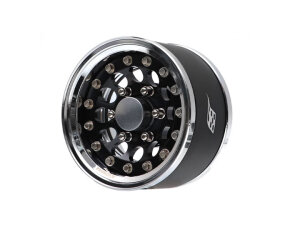Boom Racing BRPB15510CRBK-R ProBuild 1.55" R12 6-Lug Adjustable Offset Aluminum Beadlock Felgen mit Dome Center Cap (2) Chrom/Schwarz