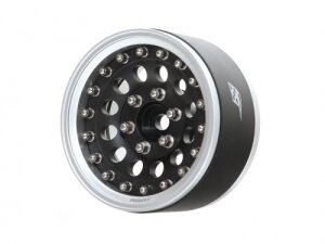 Boom Racing BRPB045FSMBK ProBuild 1.9" R12 Adjustable Offset Aluminum Beadlock Wheels (2) Flat Silver/Matte Black