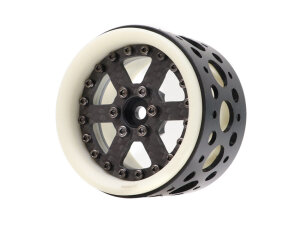 Boom Racing BRPB2211WCF-EW ProBuild 2.2" Ultra Lightweight Extra Wide Performance CF6 Adjustable Offset Beadlock Felgen (2) Weiß/Carbon Fiber