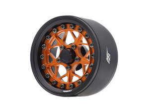 Boom Racing BRPB075MBKOR ProBuild 1.9" LGB Adjustable Offset Aluminium Beadlock Felgen (2) Matt Schwarz/Orange