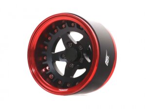Boom Racing BRPB033RMBK ProBuild 1.9" SS5 Adjustable Offset Aluminum Beadlock Wheels (2) Rot/Mattschwarz