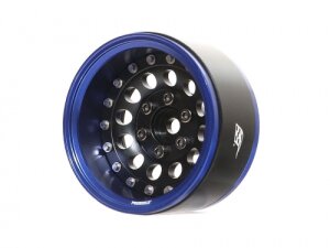 Boom Racing BRPB012BBK ProBuild 1.9" R12 Adjustable Offset Aluminum Beadlock Felgen (2) Blau/Mattschwarz