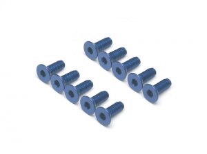 Boom Racing BRHSB38B Aluminium 7075 M3x8 Innensechskant-Flachkopfschrauben Schrauben (10) Blau