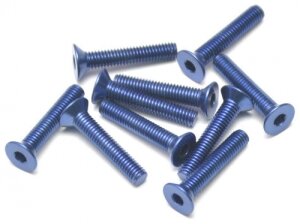 Boom Racing BRHSB314B Aluminium 7075 M3x14 Innensechskantschrauben mit flachem Kopf Schrauben (10) Blau