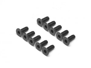 Boom Racing BRHSB38BK Aluminium 7075 M3x8 Innensechskantschrauben mit flachem Kopf Schrauben (10) Schwarz