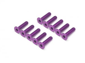 Boom Racing BRHSB312P Aluminium 7075 M3x12 Innensechskantschrauben mit flachem Kopf Schrauben (10) Violett