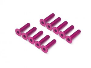 Boom Racing BRHSB312PK Aluminium 7075 M3x12 Innensechskantschrauben mit flachem Kopf Schrauben (10) Rosa
