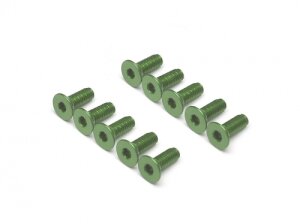 Boom Racing BRHSB38G Aluminium 7075 M3x8 Innensechskantschrauben mit flachem Kopf Schrauben (10) Grün