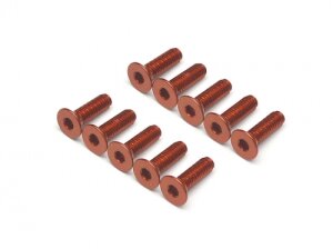 Boom Racing BRHSB310OR Aluminium 7075 M3x10 Innensechskant-Flachkopfschrauben Schrauben (10) Orange