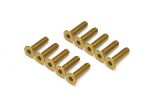 Boom Racing BRHSB312GD Aluminium 7075 M3x12 Innensechskantschrauben mit flachem Kopf Schrauben (10) Gold