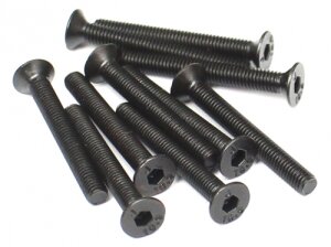 Boom Racing BRASFH3025 M3x25mm Senkkopfschraube 12.9 Qualität vernickelt Schrauben (10)